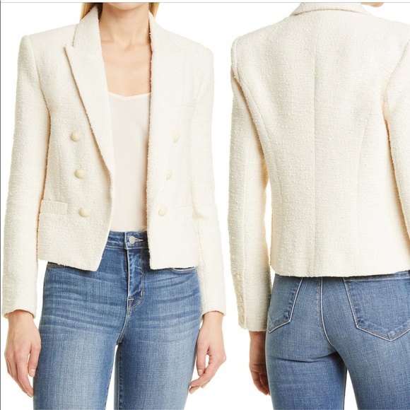 L'AGENCE Jackets & Blazers - L’AGENCE Brooke Double Breasted Crop Cotton Blend Blazer Size 10 NWT